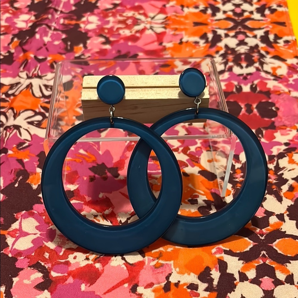 ☘️ BOGO FREE ☘️ Clear Blue Plastic Y2K Statement Hoop Earrings